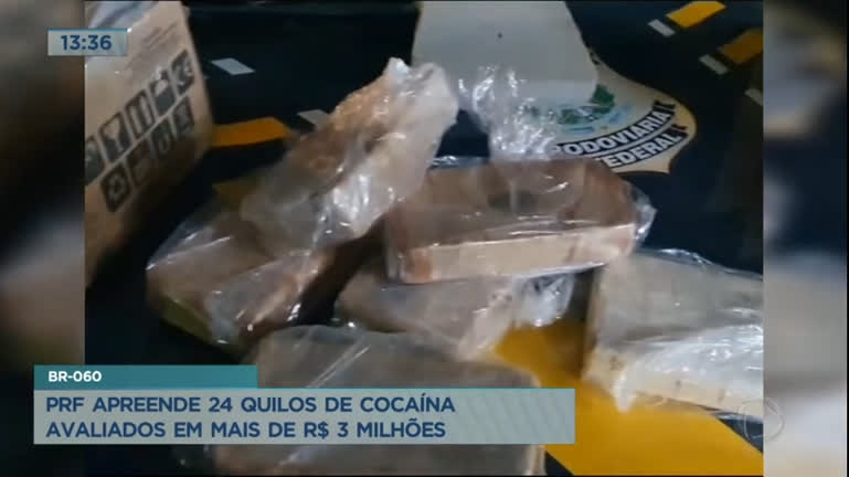 Vídeo: Polícia Rodoviária Federal apreendeu 24 kg de cocaína na BR-060