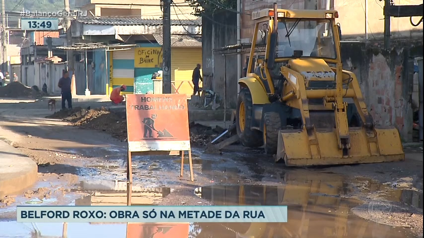 Vídeo: Moradores reclamam de obra feita pela metade em Belford Roxo, na Baixada Fluminense