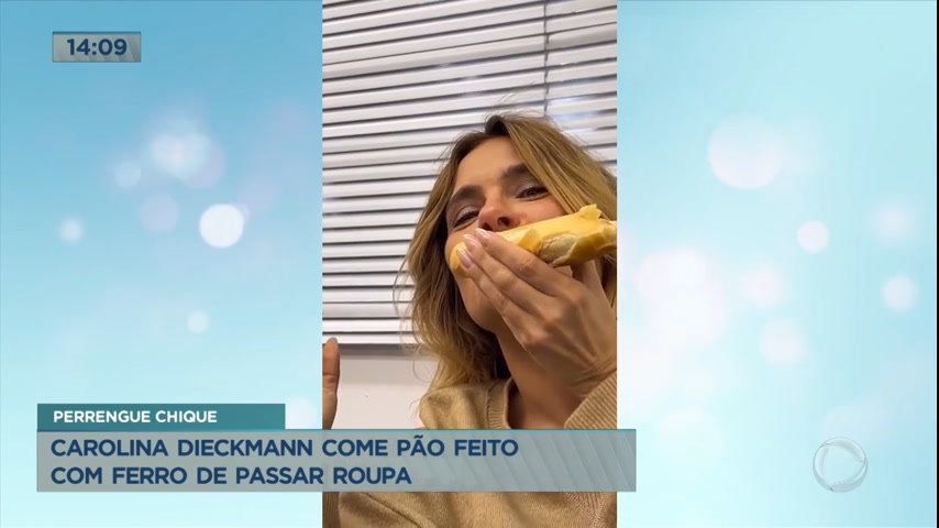 Vídeo: Carolina Dieckmann come pão feito com ferro de passar roupa