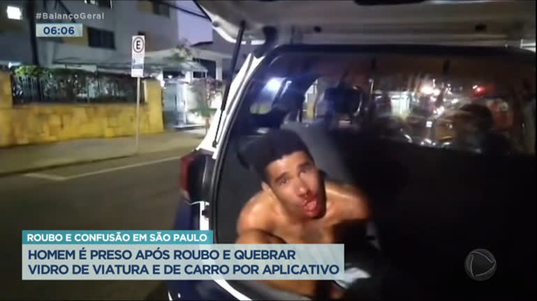 Vídeo: Criminoso é preso após quebrar vidro de carro para roubar celular de motorista de aplicativo