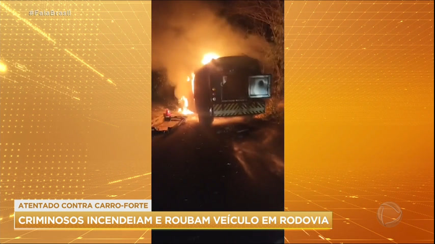 Vídeo: Carro-forte é incendiado e roubado por criminosos em rodovia no interior paulista
