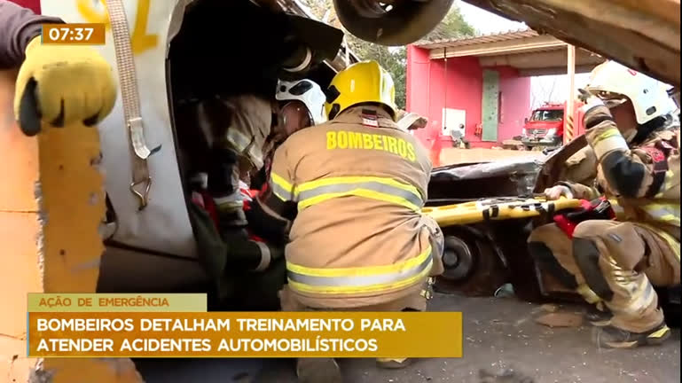 Vídeo: Conheça o treinamento dos bombeiros para atender acidentes automobilísticos