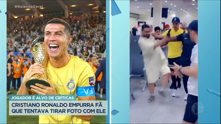 Vídeo: Cristiano Ronaldo empurra fã na saída de aeroporto