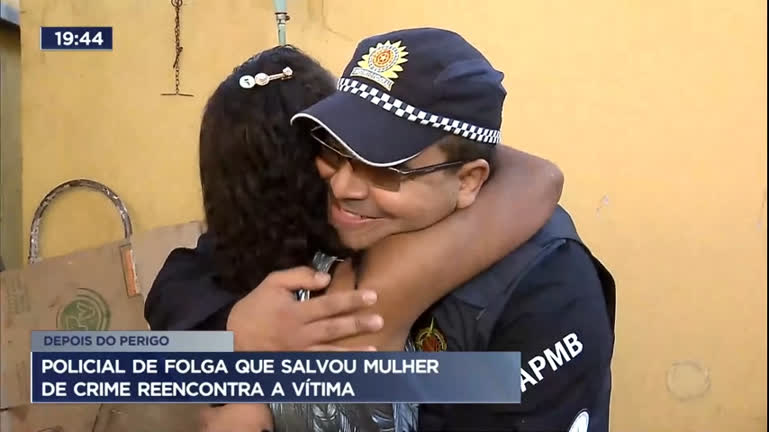 Vídeo: Policial de folga que salvou mulher de feminicídio reencontra a vítima