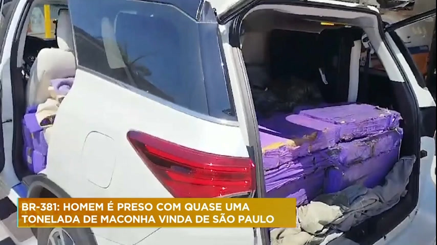 Vídeo: Homem é preso quase 1 tonelada de maconha na BR-381, em Betim (MG)