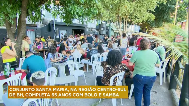 Vídeo: Conjunto Santa Maria completa 70 anos com bolo e samba na região centro-sul de BH