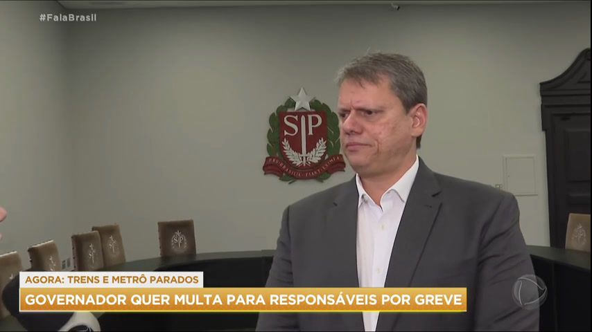 Vídeo: Tarcísio de Freitas diz que espera que a Justiça cobre multa de sindicatos que organizaram greve