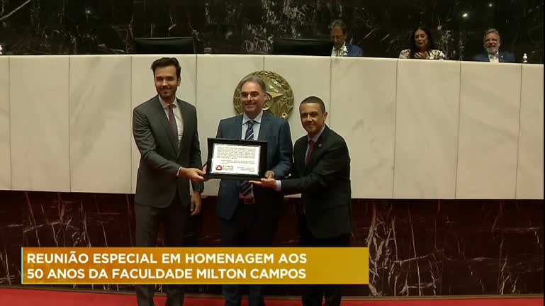 Vídeo: Assembleia Legislativa homenageia a Faculdade de Direito Milton Campos em reunião especial