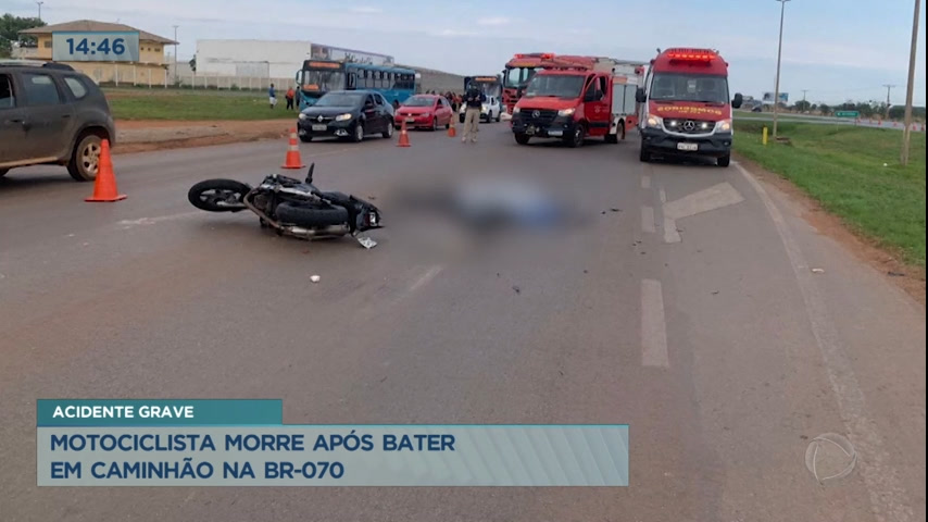 Vídeo: Motociclista morre ao bater em caminhão na BR 070