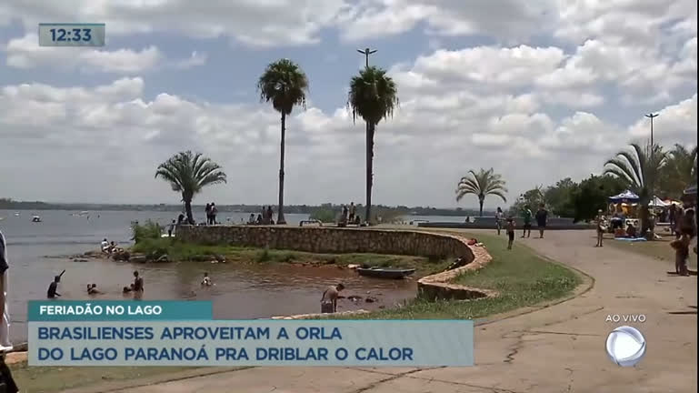 Vídeo: Brasilienses aproveitam o feriado de calor na Orla do Lago Paranoá