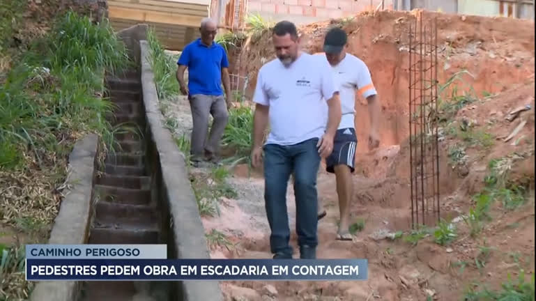 Vídeo: Pedestres pedem obra em escadaria abandonada de Contagem (MG)