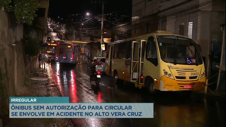 Vídeo: Ônibus sem autorização para circular se envolve em acidente em BH