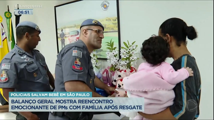 Vídeo: Mãe e filha reencontram policiais que salvaram a vida da criança em SP