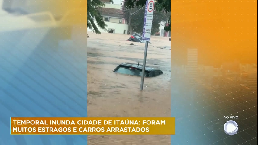 Vídeo: Temporal inunda Itaúna (MG) e causa estragos