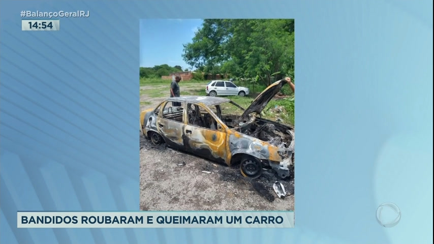 Vídeo: Motorista de aplicativo tem carro roubado e incendiado na avenida Brasil