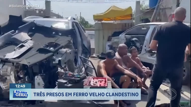 Vídeo: Três homens são presos em flagrante em ferro-velho ilegal na zona oeste do Rio