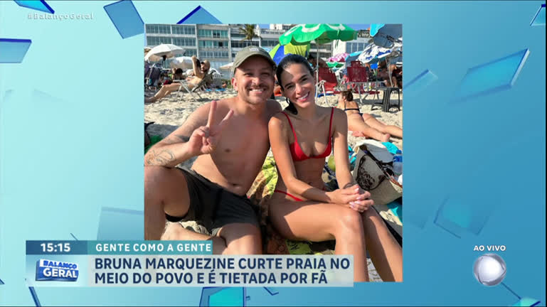 Vídeo: Bruna Marquezine fica no meio do povo em praia no Rio de Janeiro