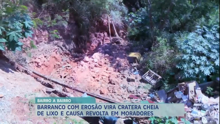 Vídeo: Bairro a Bairro: moradores sofrem com erosão, lixo e risco de desmoronamento no Caetano Furquim, em BH