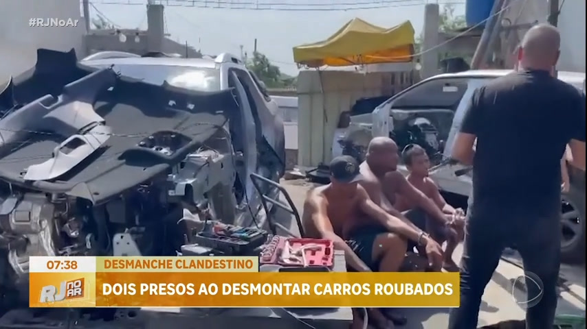 Vídeo: Dois suspeitos são presos por desmanche de carros roubados no Rio de Janeiro