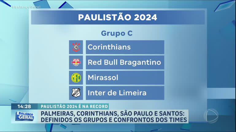 Confira como ficaram os grupos do Paulistão 2024 - Futebol - R7 Campeonato  Paulista