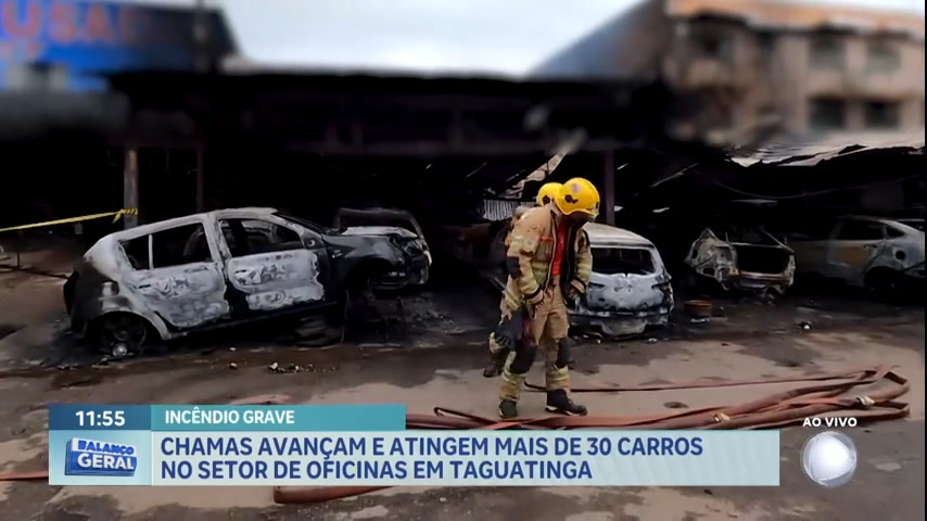Vídeo: Incêndio atinge lojas e destrói mais de 30 carros em Taguatinga (DF)
