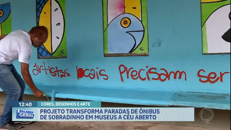 Vídeo: Projeto transforma paradas de ônibus em museus a céu aberto em Sobradinho (DF)
