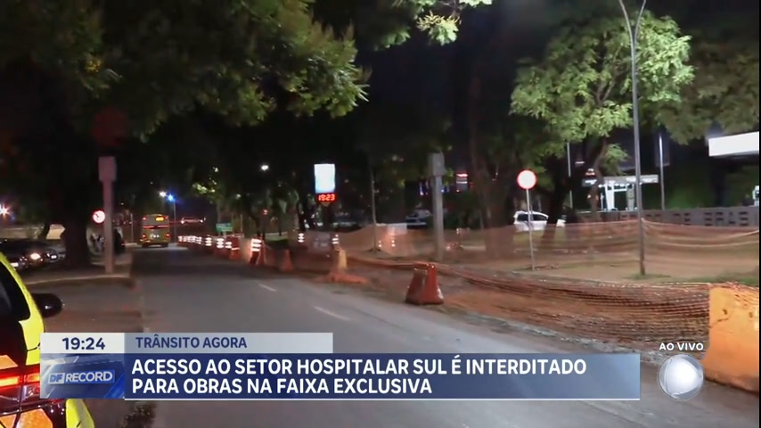 Vídeo: Acesso ao Setor Hospitalar Sul é interditado para obras na faixa exclusiva