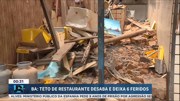 Vídeo: Seis pessoas ficam feridas após o teto de um restaurante desabar em Salvador (BA)