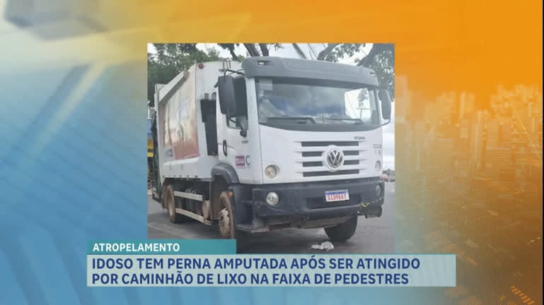 Vídeo: Idoso tem perna amputada após ser atingido por caminhão de lixo na faixa de pedestres