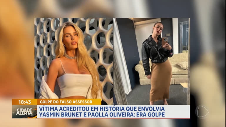 Vídeo: Suspeito aplica golpes fingindo ser assessor de Yasmin Brunet e Paolla Oliveira