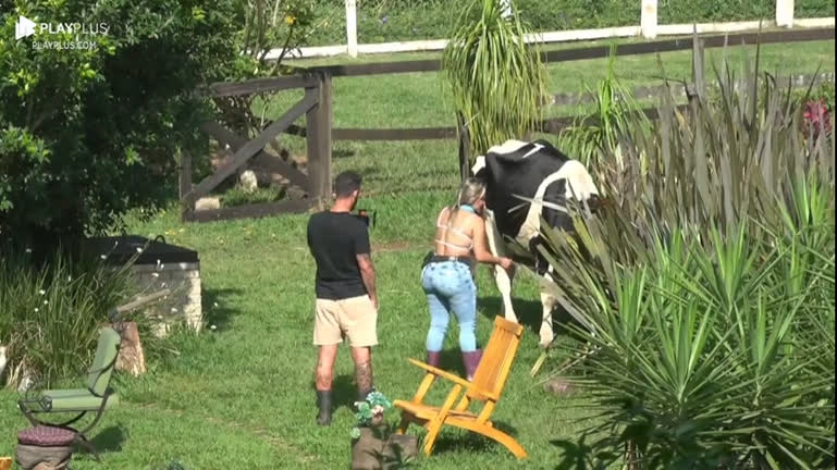 Vídeo: Kally desempaca vaca de jeito irreverente e arranca gargalhadas dos peões | A Fazenda 15