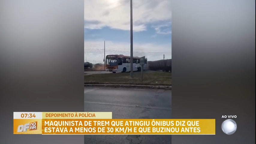 Vídeo: Maquinista de trem que atingiu ônibus no DF diz que estava a menos de 30 km/h e que emitiu avisos sonoros