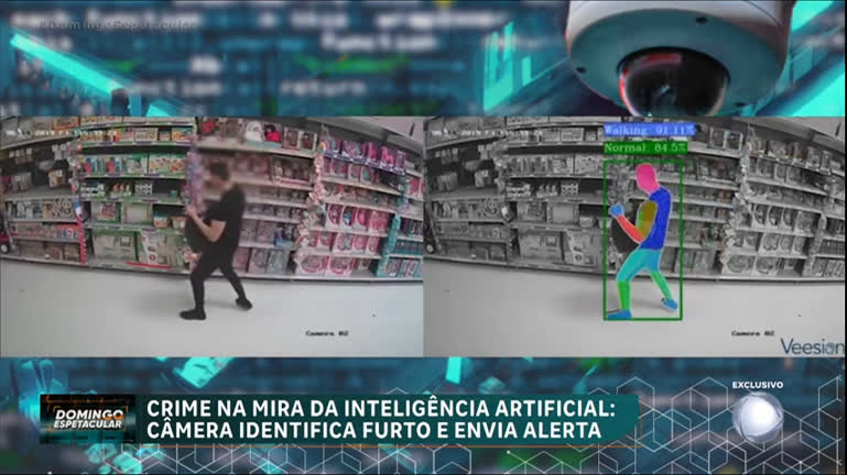Vídeo: Domingo Espetacular testa inteligência artificial que identifica furtos em supermercado