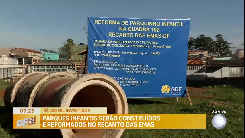 Vídeo: Parques infantis serão construídos e reformados no Recanto das Emas (DF)