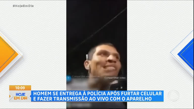 Vídeo: Homem se entrega à polícia após furtar celular e fazer transmissão vivo