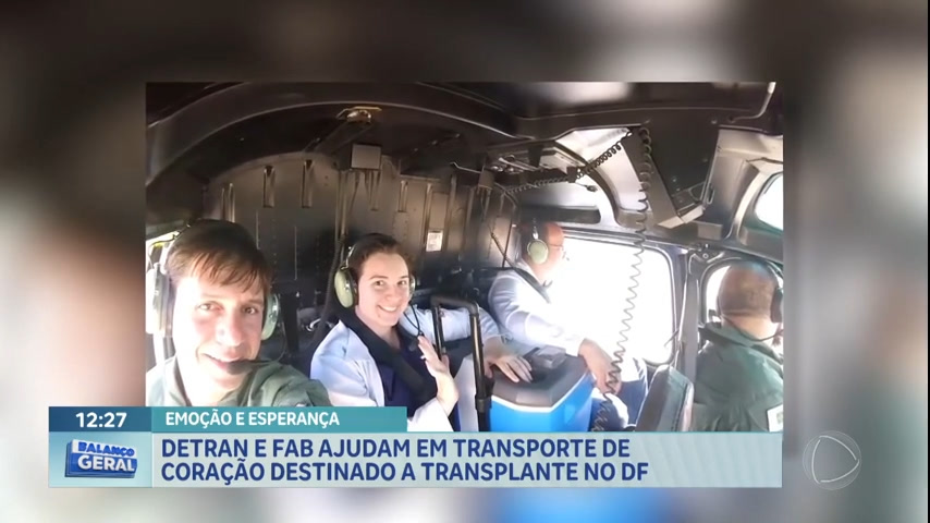 Vídeo: Helicóptero do Detran apoia o transporte do 11º coração para o DF