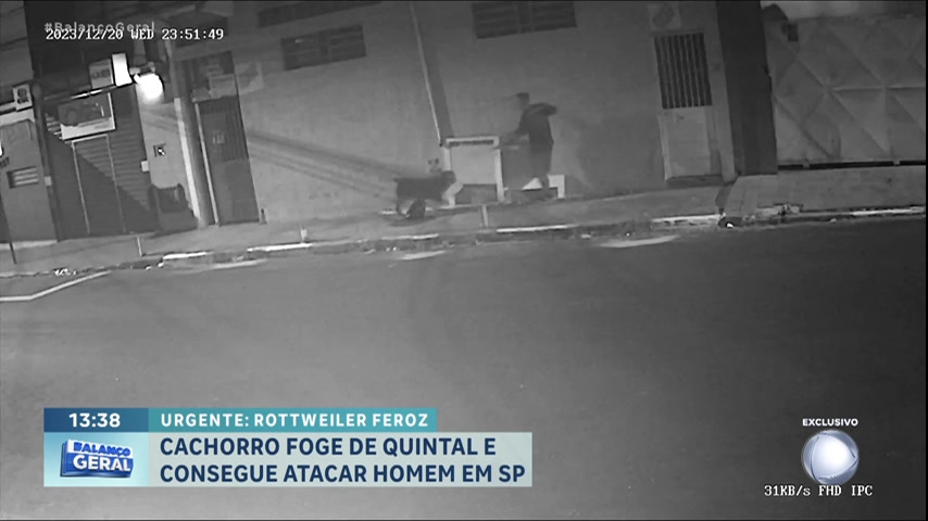 Vídeo: Cachorro da raça Rottweiler ataca duas pessoas no meio da rua em Carapicuíba (SP)
