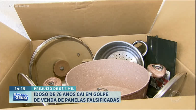 Vídeo: Idoso cai em golpe da venda de panelas falsificadas e perde quatro mil reais