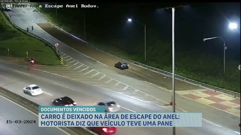 Vídeo: Carro é deixado na área de escape do Anel Rodoviário, em BH, após pane no veículo