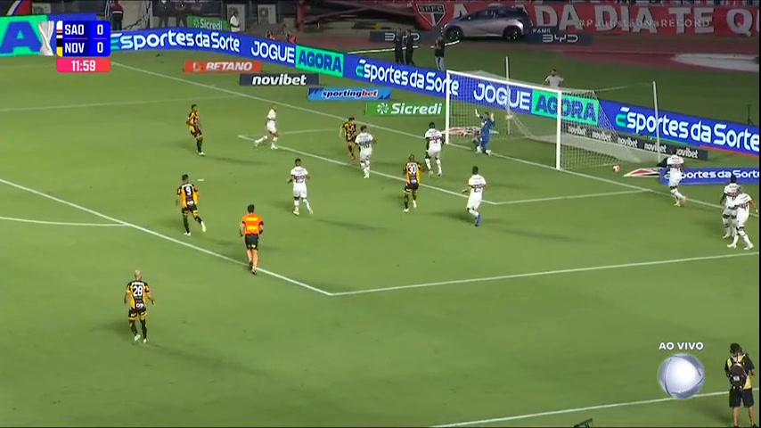 Vídeo: Com gol de cabeça, Novorizontino abre o placar na partida contra o São Paulo