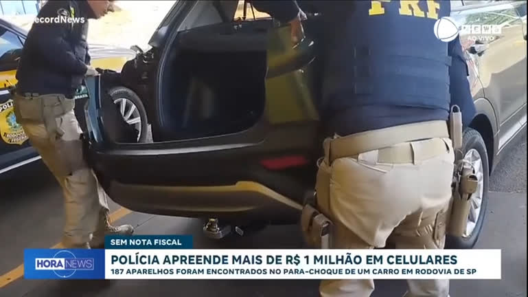Vídeo: Polícia apreende carga de R$ 1,5 milhão em celulares escondidos no para-choque de um carro