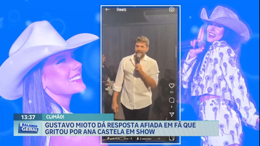 Vídeo: Gustavo Mioto dá resposta afiada em fã que gritou por Ana Castela em show