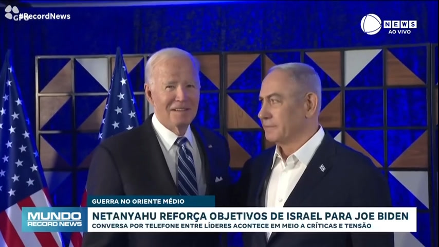 Vídeo: Netanyahu reforça objetivos de Israel para Biden e diz que Gaza não será mais uma ameaça