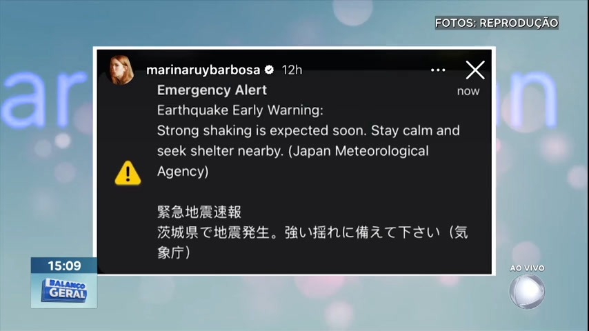 Vídeo: Marina Ruy Barbosa posta alerta na web sobre terremoto no Japão