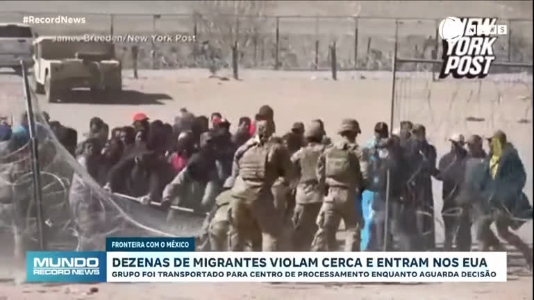 Grupo de migrantes rompe cerca de arame farpado na fronteira com o México e entra nos EUA; assista