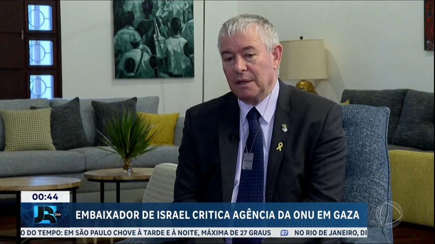 Vídeo: Embaixador de Israel no Brasil critica agência da ONU em Gaza