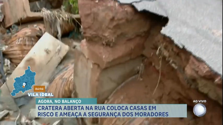 Vídeo: Bairro a Bairro: cratera aberta na rua coloca casas em risco em Ibirité (MG)