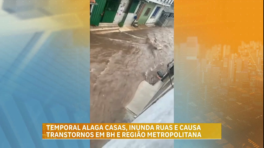 Vídeo: Temporal alaga casas, inunda ruas e causa transtornos em BH e região metropolitana
