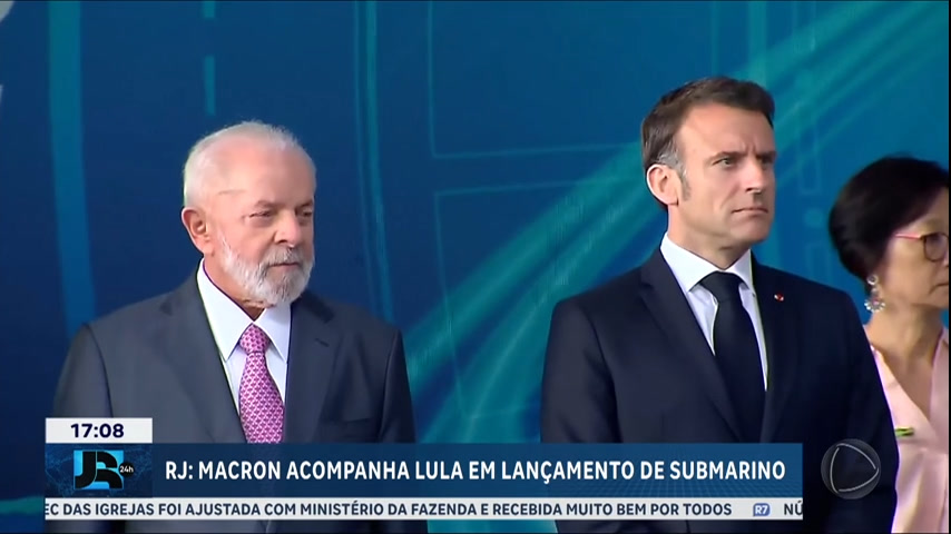 Vídeo: Macron acompanha Lula em lançamento de submarino no Rio de Janeiro