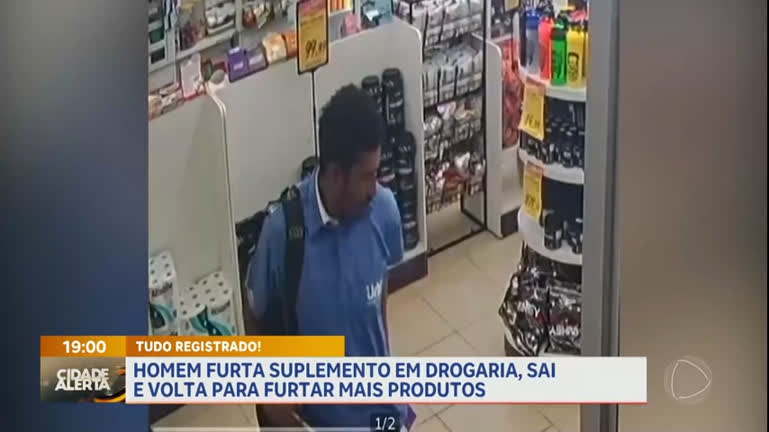 Vídeo: Homem é flagrado furtando suplemento em farmácia de Ceilândia